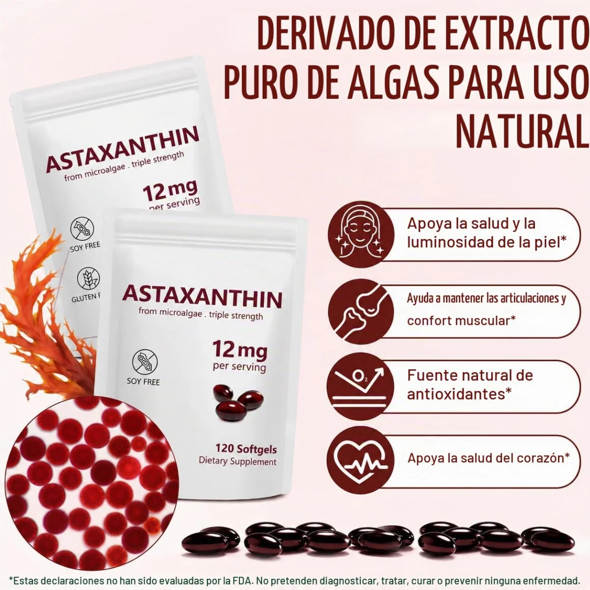 Astaxantina 12mg 120 capsulas