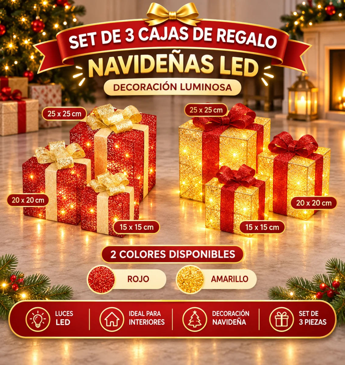 CAJA REGALO NAVIDEÑA X 3