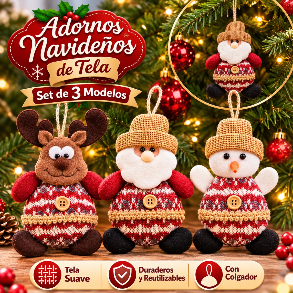 ADORNO NAVIDENO COLGANTE DE TELA