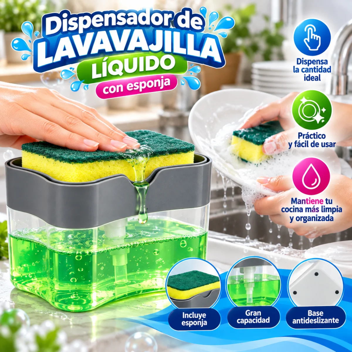 DISPENSADOR DE JABON MAS ESPONJA