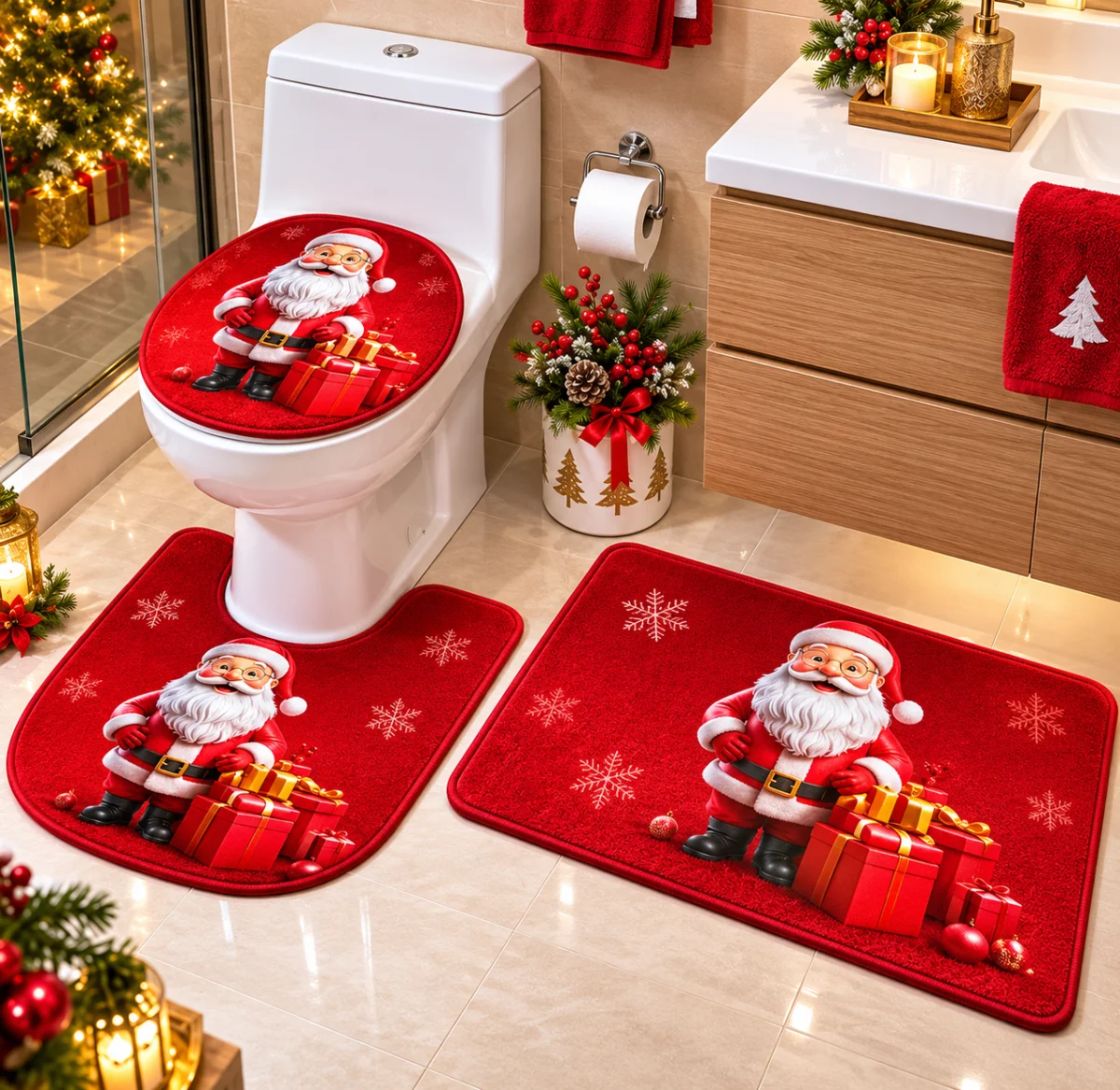 SET ALFOMBRA NAVIDEÑA BAÑO
