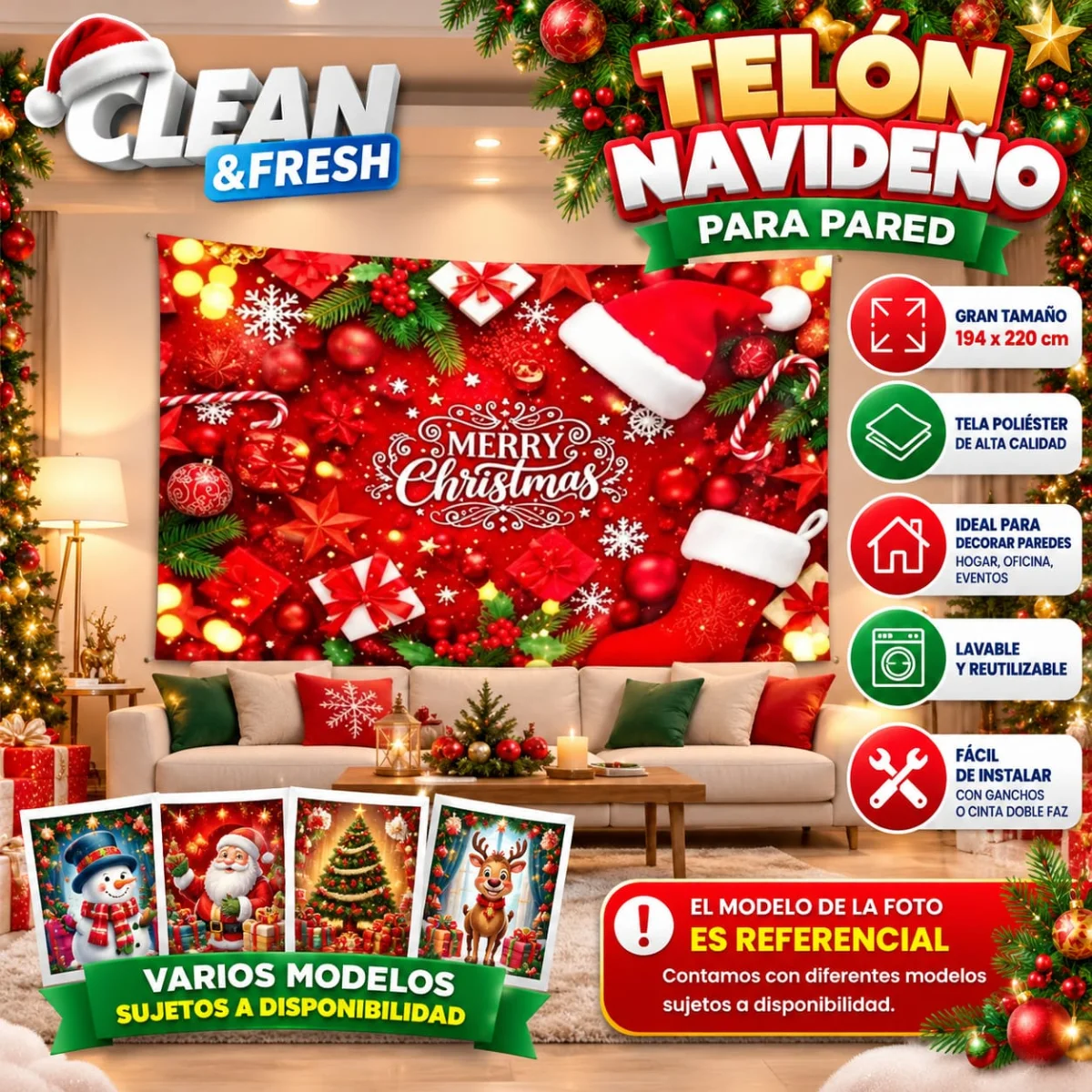 TELON NAVIDENO PARA PARED