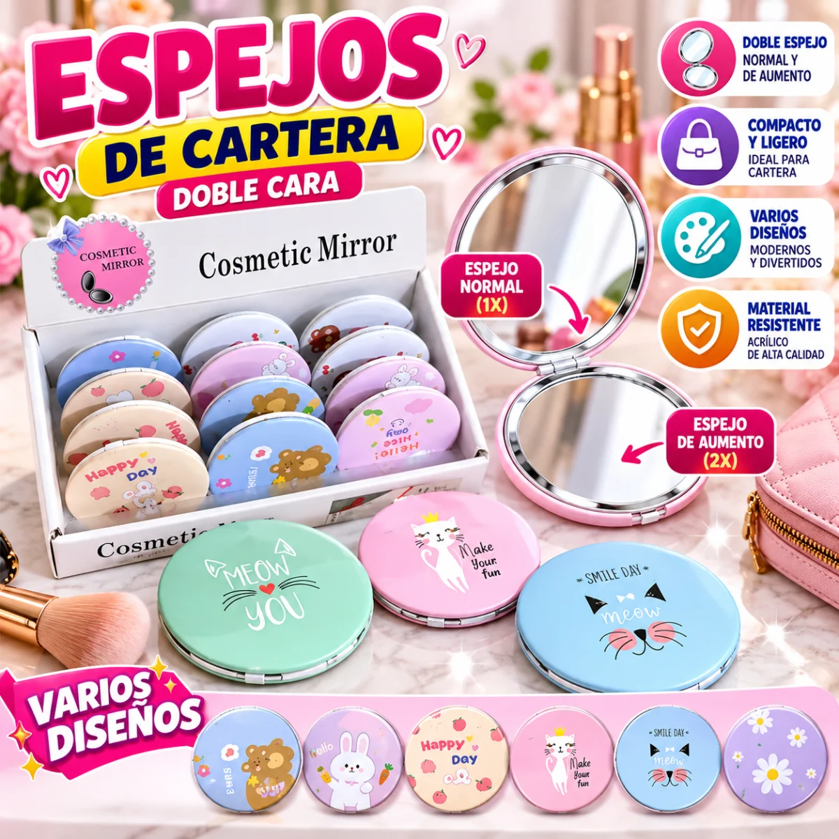 ESPEJO CARTERA DOBLE CARA