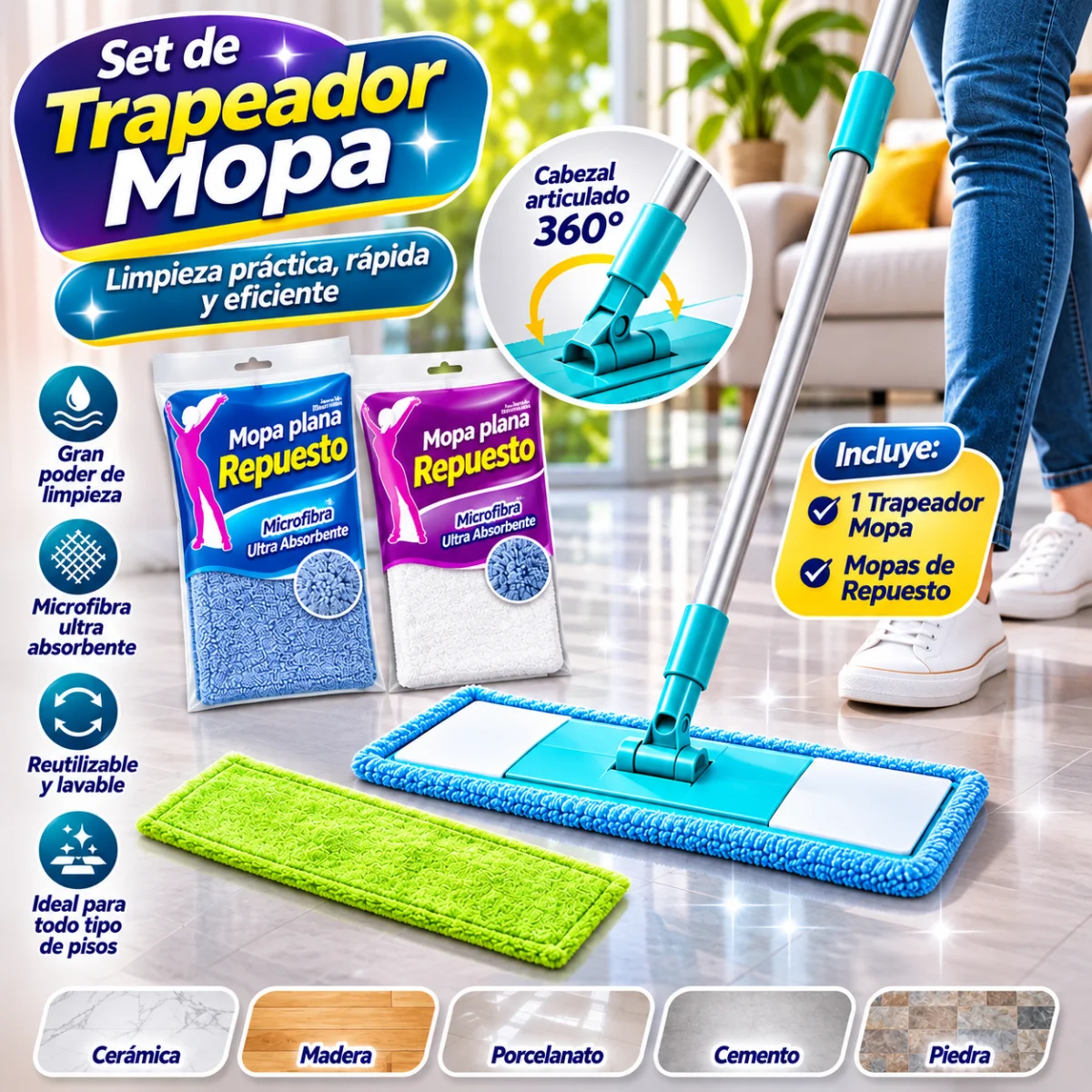 SET Y REPUESTO MICROFIBRA MICROLIMPIA