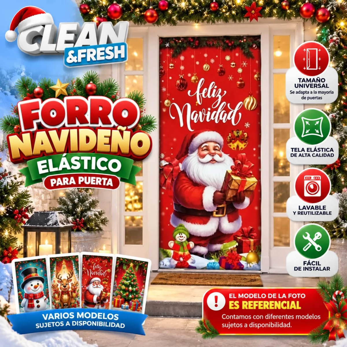 FORRO NAVIDENO PARA PUERTA