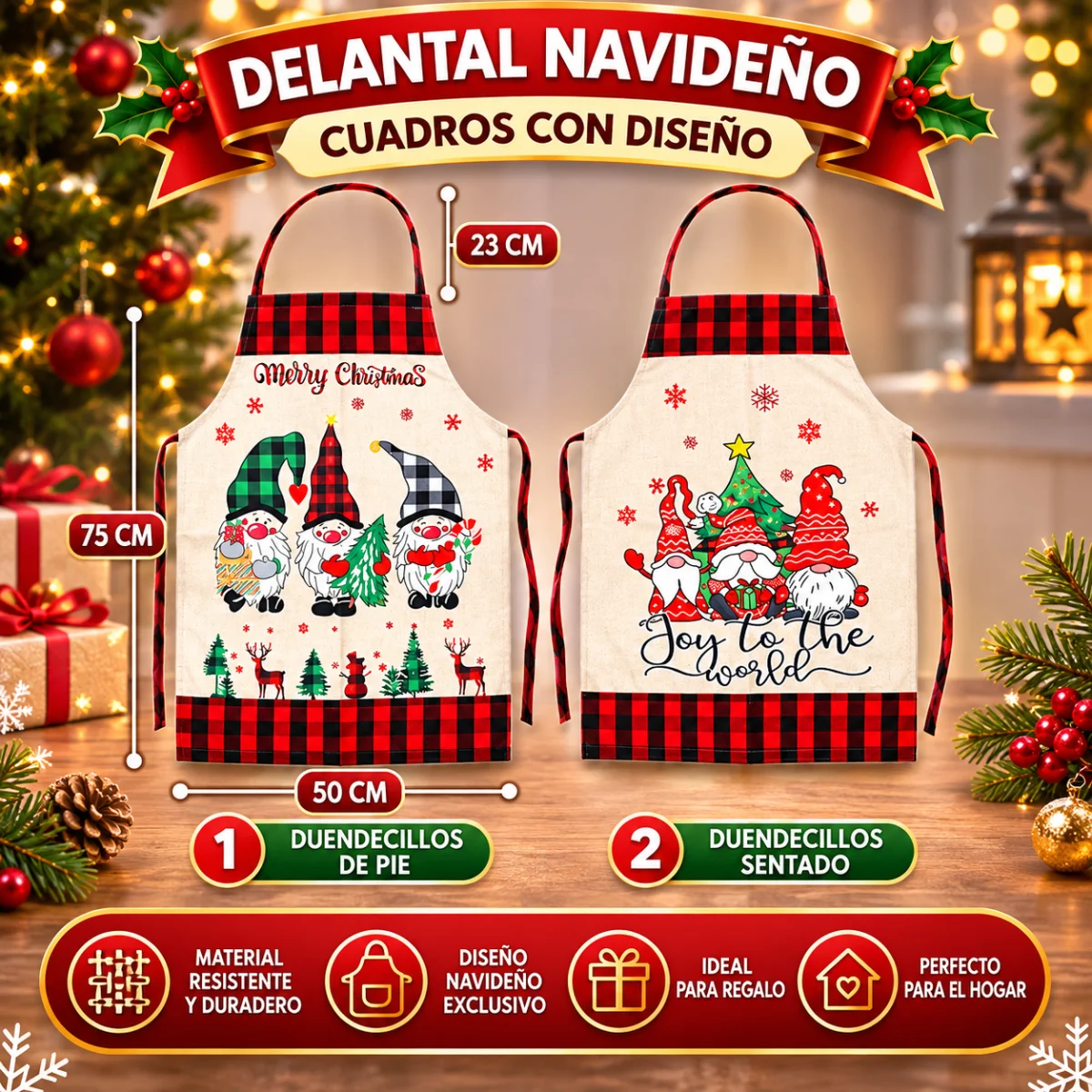 DELANTAL DISEÑO NAVIDAD
