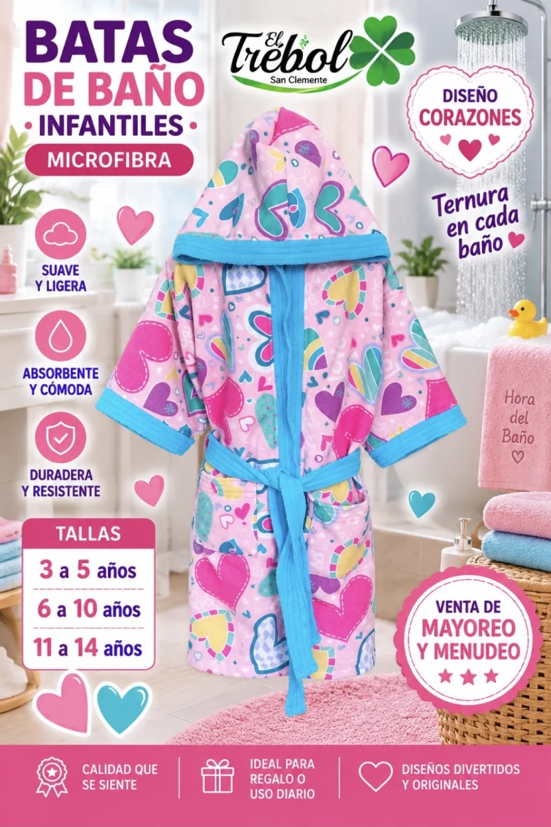 BATAS DE BAÑO MICROFIBRA  INFANTIL