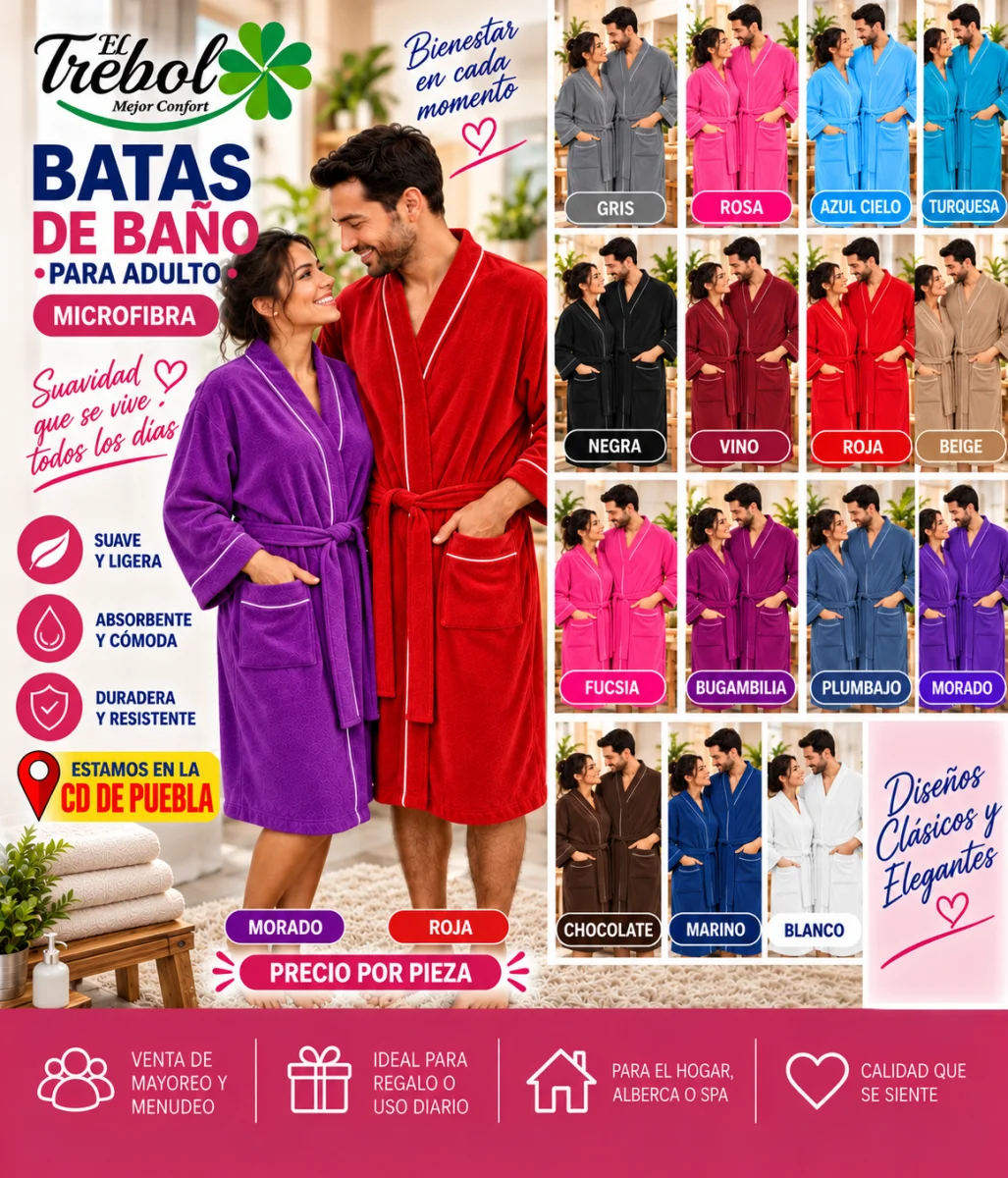 BATA DE BAÑO MICROFIBRA UNITALLA ADULTO UNISEX