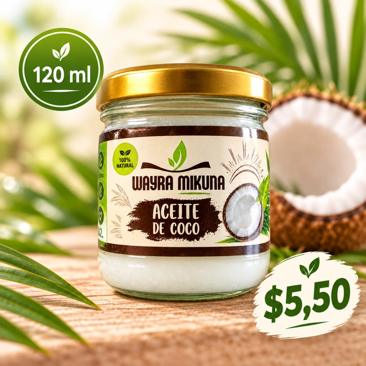 Aceite de Coco Extravirgen 120 ml – 100% Natural