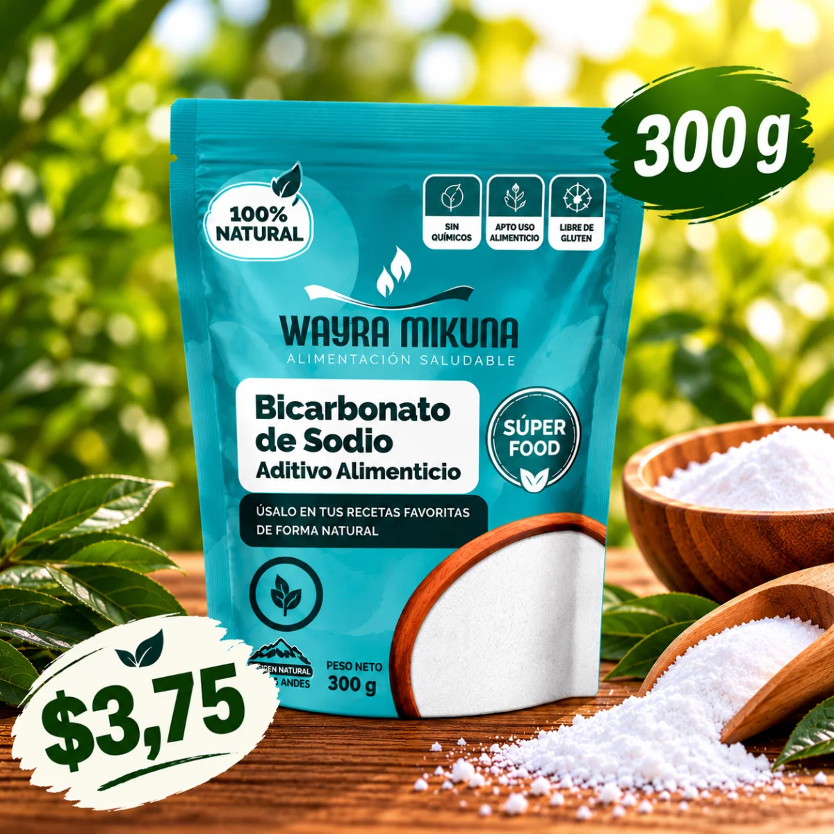 Bicarbonato de Sodio 300 g – 100% Natural