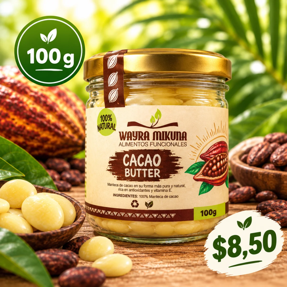 Manteca de Cacao 100 g – 100% Natural