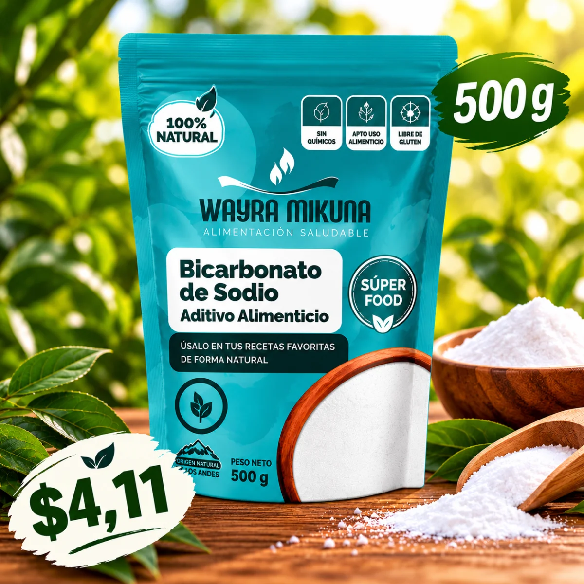 Bicarbonato de Sodio 500 g – 100% Natural