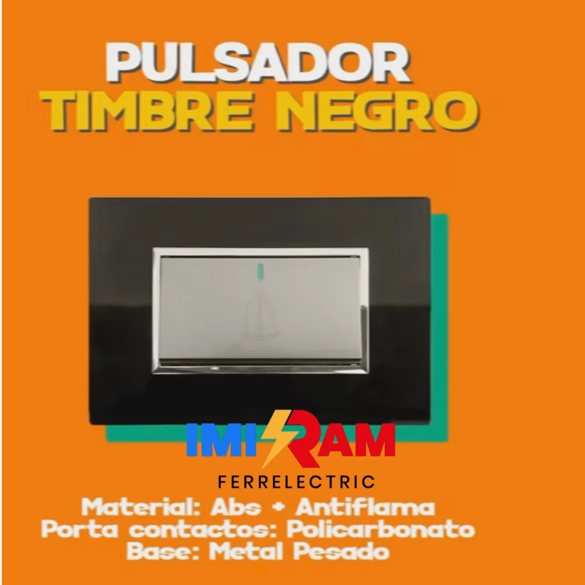 Pulsador Timbre Negro