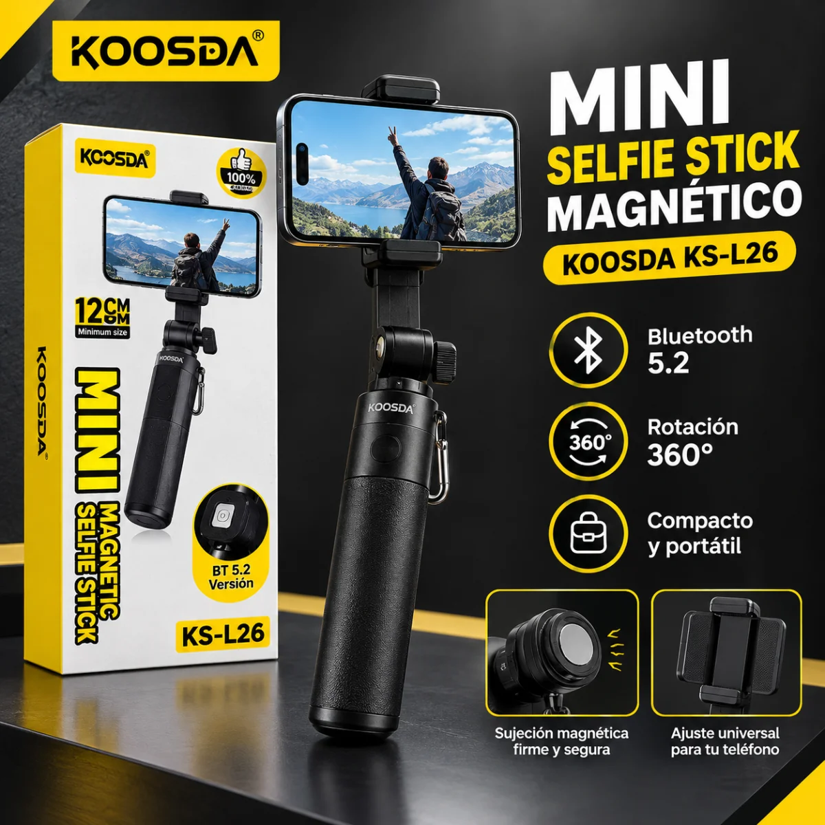 Mini Selfie stick Magnético