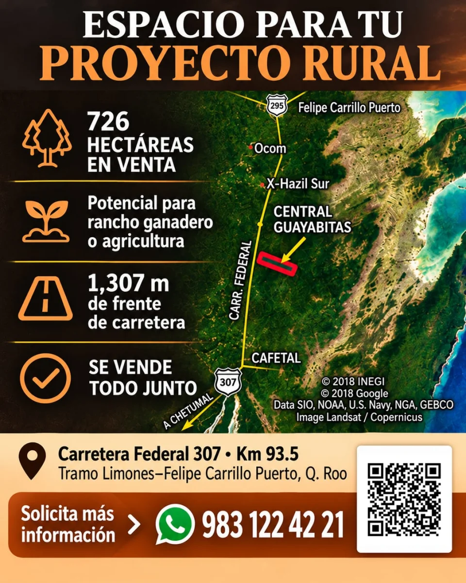 726 has con 1307 metros de frente de carretera