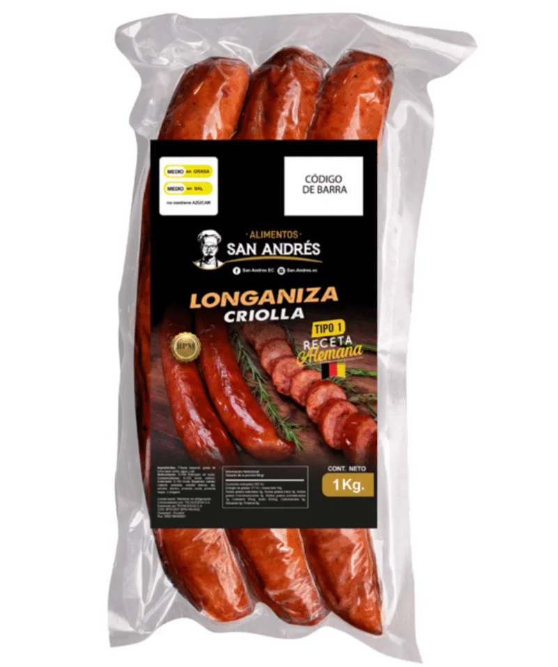LONGANIZA CRIOLLA AHUMADA 450 GRAMOS